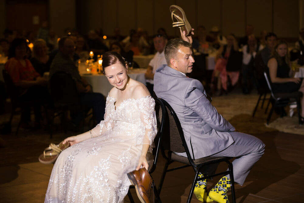 Bride & Groom enjoy Wedding Reception Games at Spearfish Convention Center 